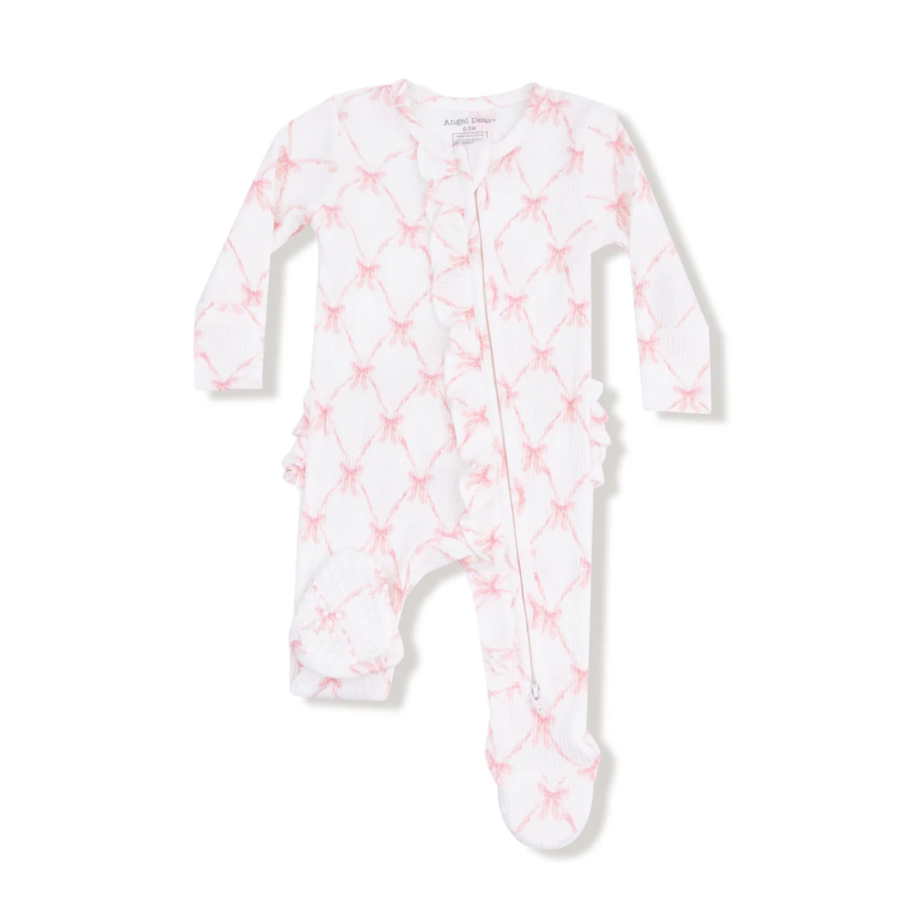 Ribbon Bow tretllis Ruffe Zipper Sleeper - Little Kinfolk Boutique | Children's Clothing Regina, SK