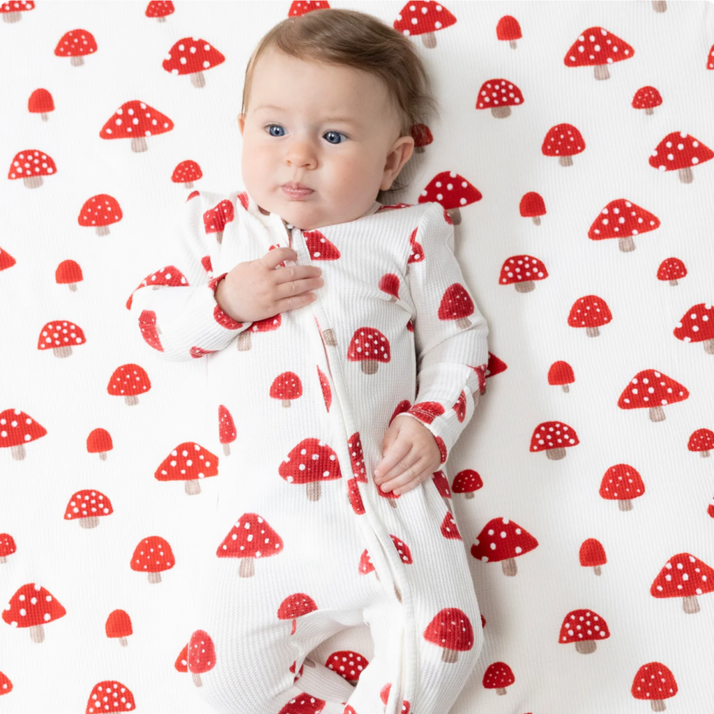 Painterly Mushrooms Zipper Sleeper - Little Kinfolk Boutique | Children's Clothing Regina, SK