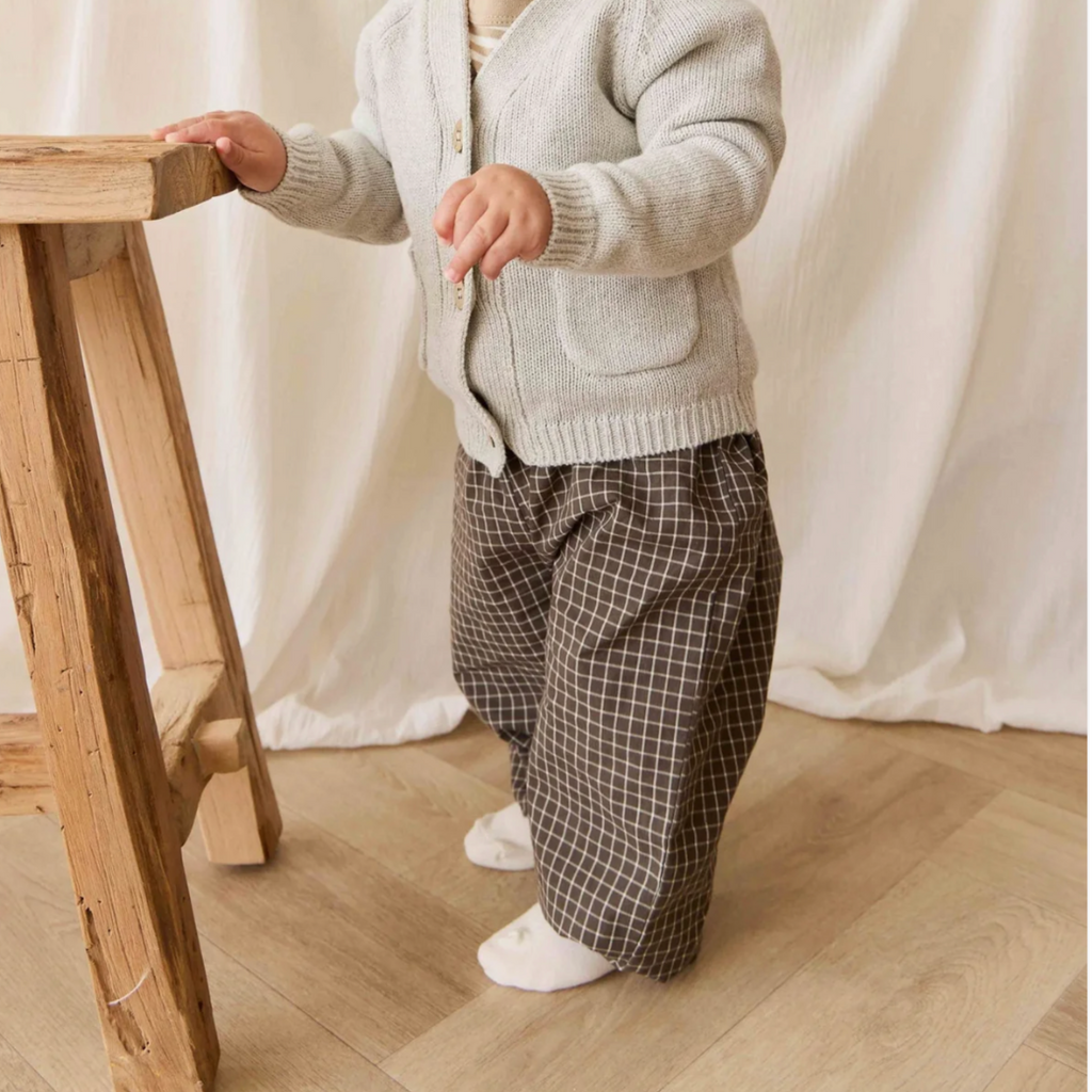 Kingston Pant in Coffee Grid PRESALE - Little Kinfolk Boutique | Children's Clothing Regina, SK