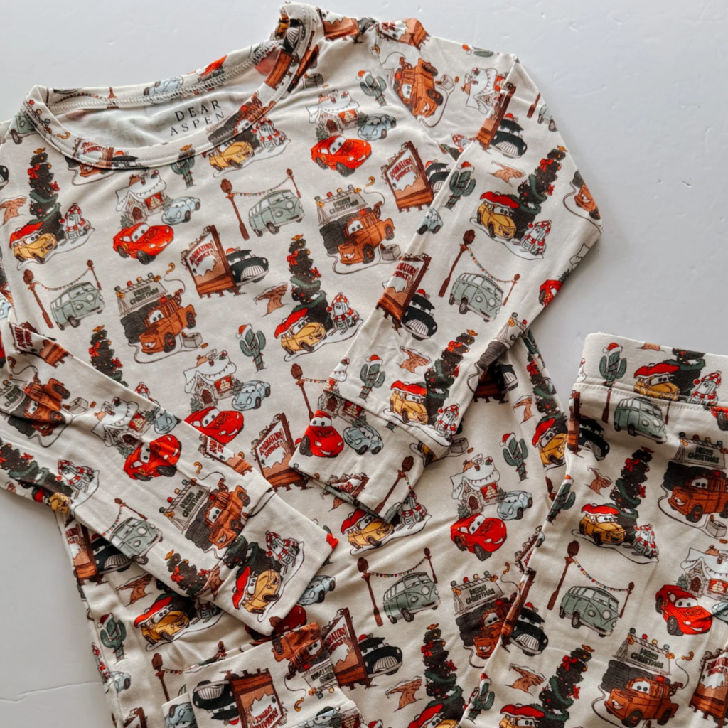 Christmas Cars Bamboo 2 Piece PJ Set - Little Kinfolk Boutique | Children's Clothing Regina, SK