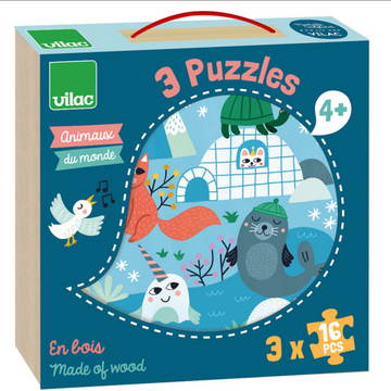 Animals of the World 3 x 16 piece Puzzles - Little Kinfolk Boutique | Children's Clothing Regina, SK