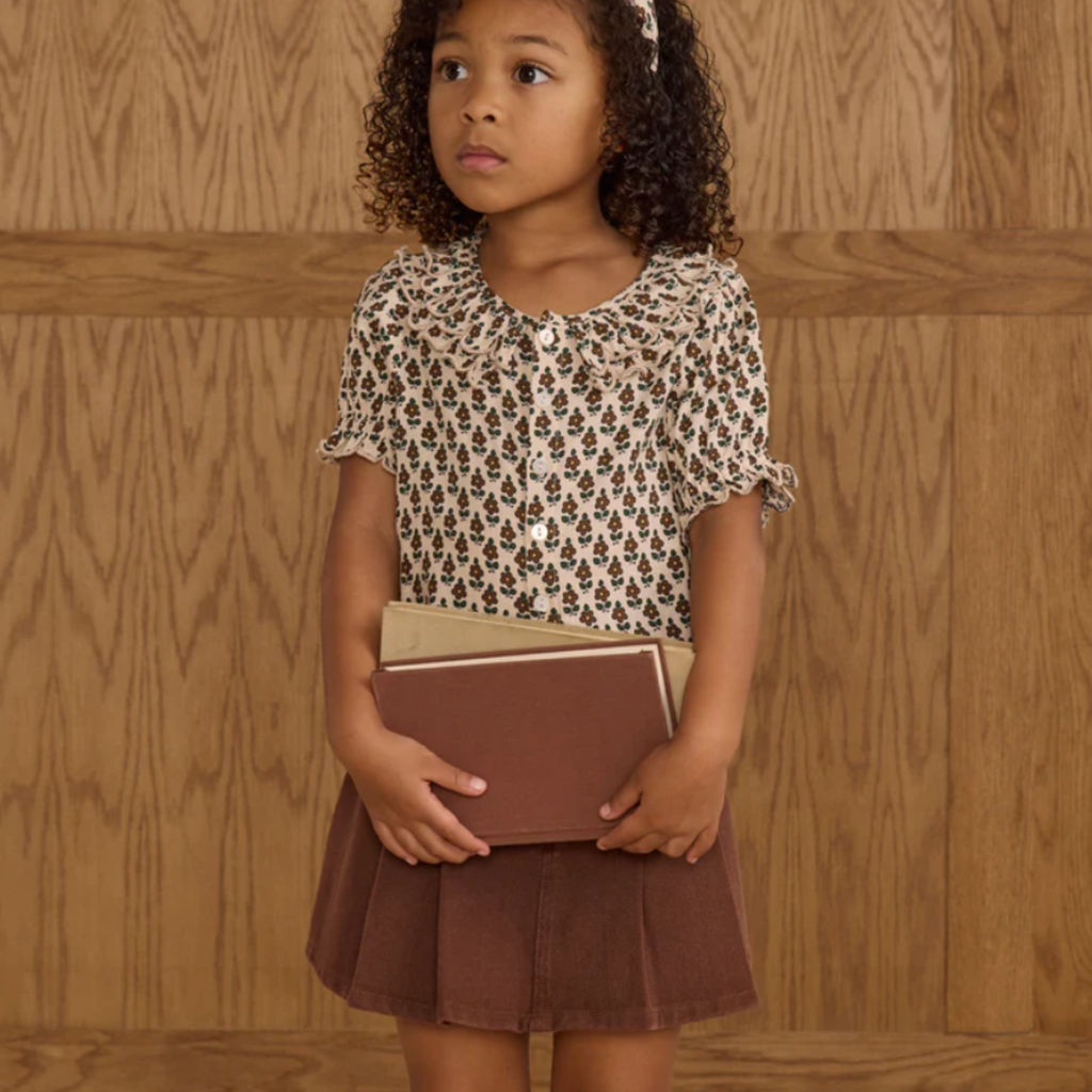 Penny Pleated Denim Skirt PRE-SALE - Little Kinfolk Boutique | Children's Clothing Regina, SK
