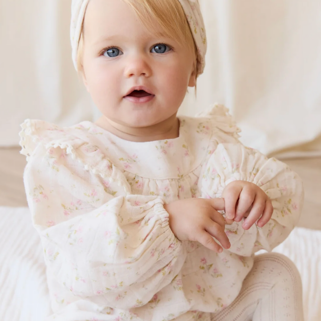 Malia Ruffle Playsuit in Emilia Pink - Little Kinfolk Boutique | Children's Clothing Regina, SK