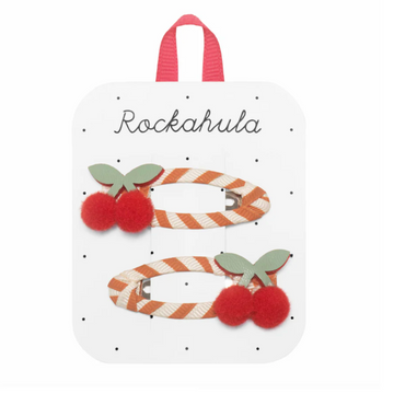 Stripy Cherry Clips - Little Kinfolk Boutique | Children's Clothing Regina, SK