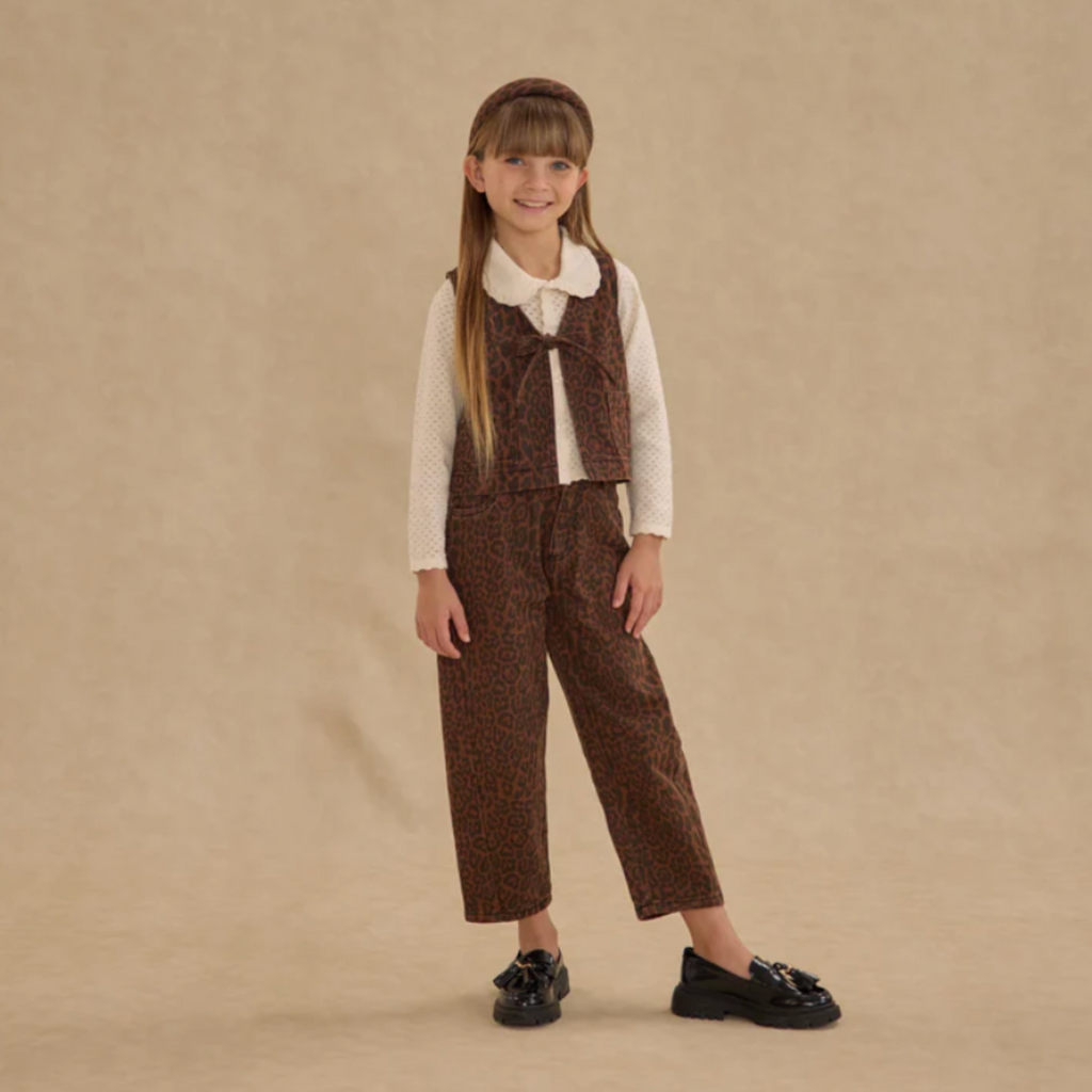 Poppy Leopard Barrel Pants PRE-SALE - Little Kinfolk Boutique | Children's Clothing Regina, SK