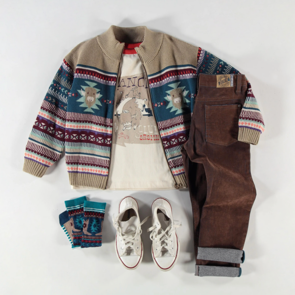 Jamison Beige Knit Western Sweater - Little Kinfolk Boutique | Children's Clothing Regina, SK