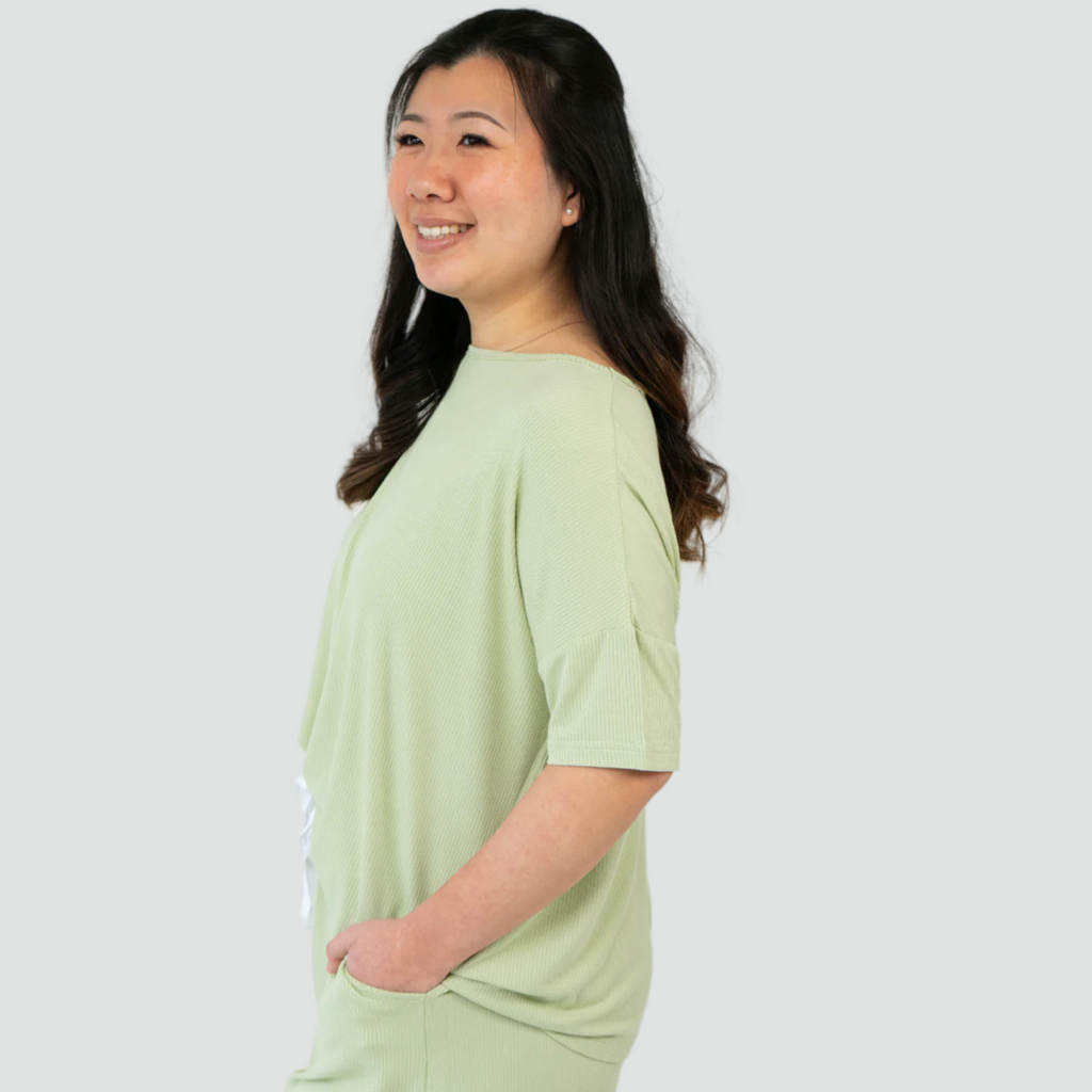 Women's Bamboo Short & Tee Misty Sage Set - Little Kinfolk Boutique | Children's Clothing Regina, SK