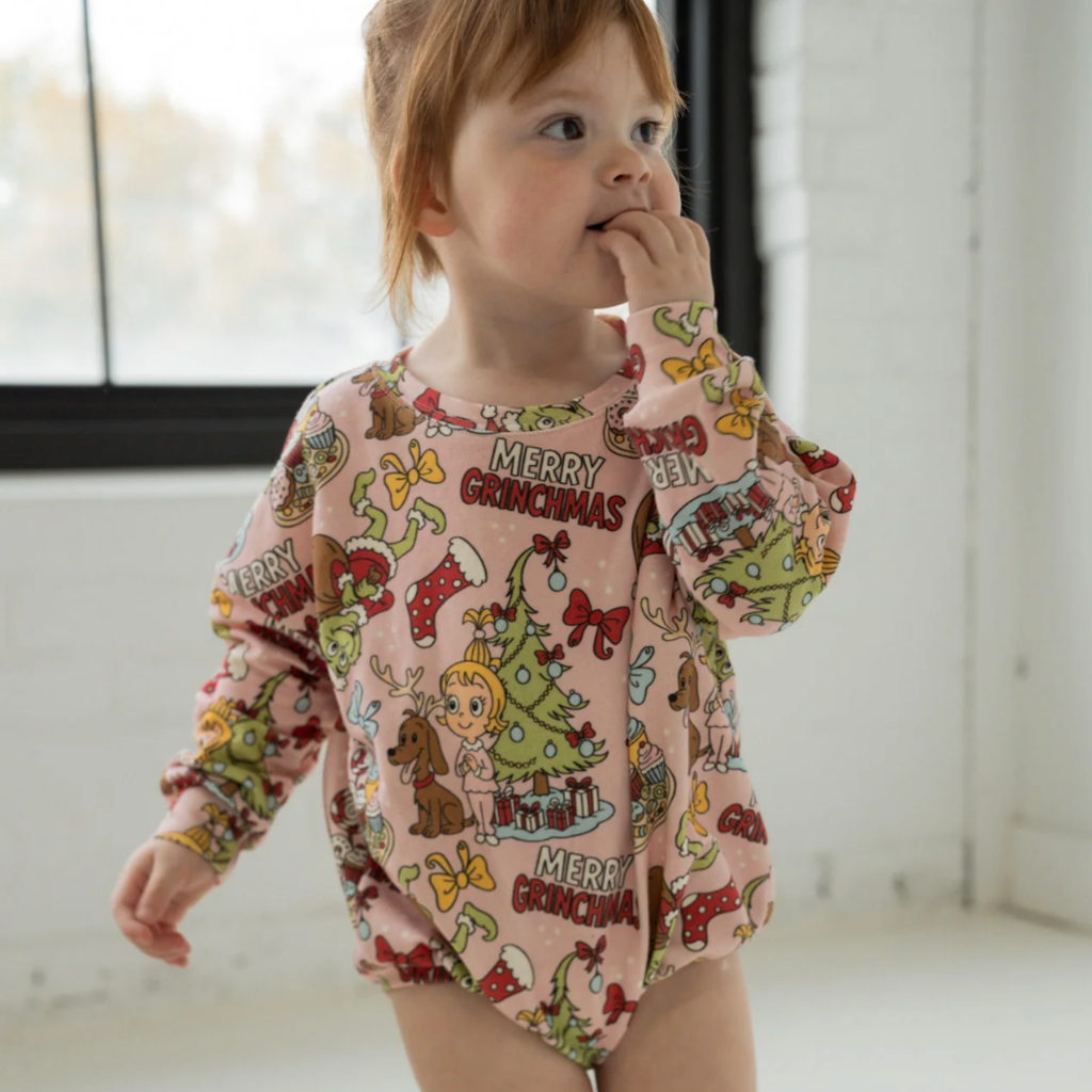 Pink Mean One Bubble Romper Long Sleeve - Little Kinfolk Boutique | Children's Clothing Regina, SK