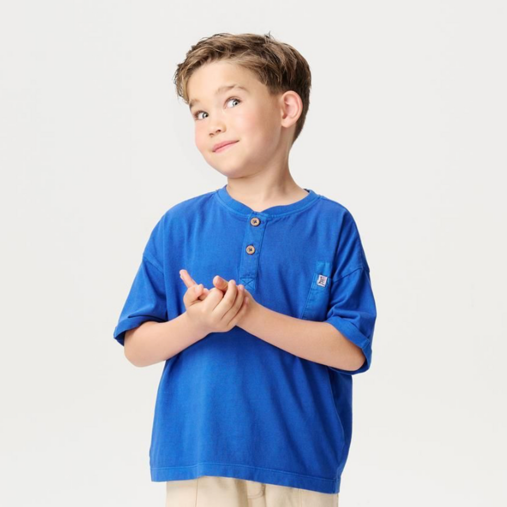 Leonville Blue Short Sleeve Tee - Little Kinfolk Boutique | Children's Clothing Regina, SK