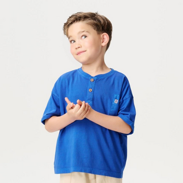 Leonville Blue Short Sleeve Tee - Little Kinfolk Boutique | Children's Clothing Regina, SK