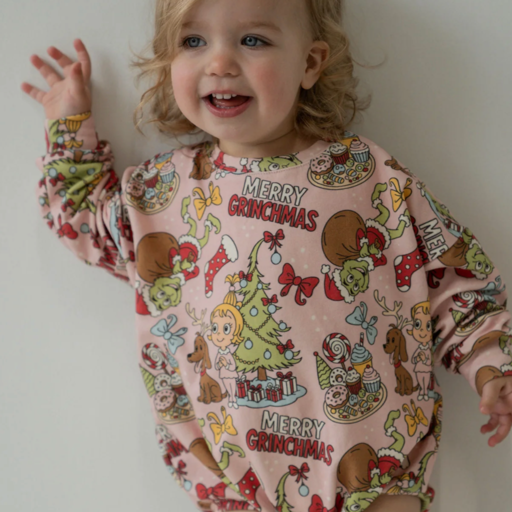 Pink Mean One Bubble Romper Long Sleeve - Little Kinfolk Boutique | Children's Clothing Regina, SK