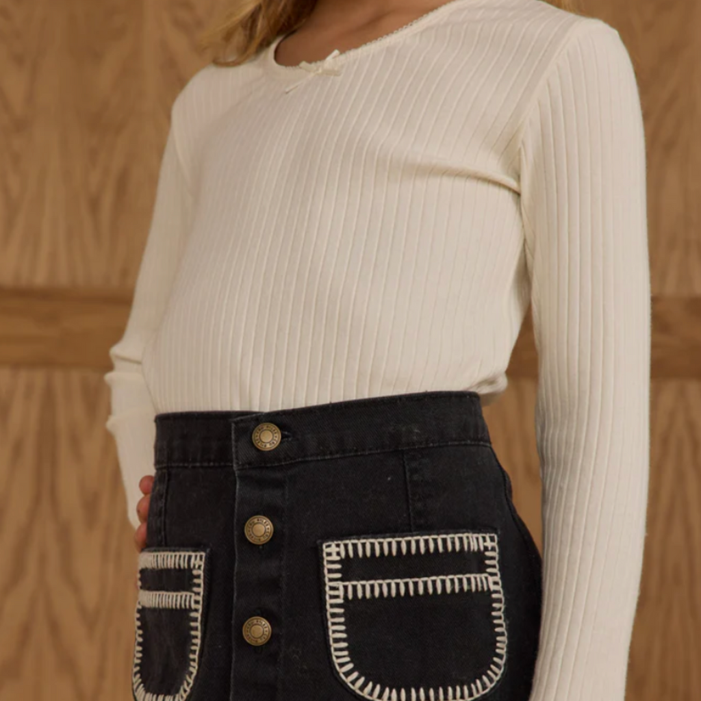 Layla Ribbed Long Sleeve Tops ( 3 Colour Options) PRE-SALE - Little Kinfolk Boutique | Children's Clothing Regina, SK