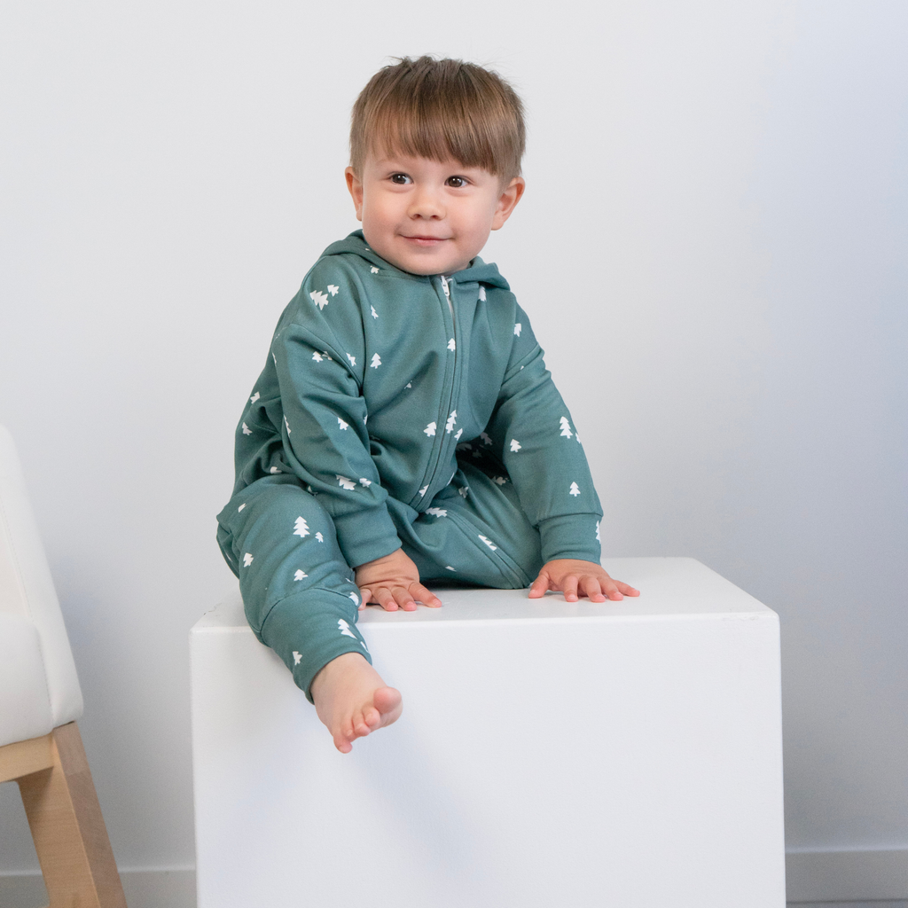 Tiny Trees Bamboo Zipper Hooded Jumpsuit - Little Kinfolk Boutique | Children's Clothing Regina, SK