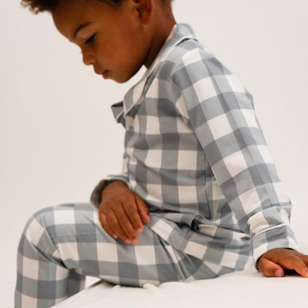 Denim Plaid Kids Classic L/S PJ Set - Little Kinfolk Boutique | Children's Clothing Regina, SK