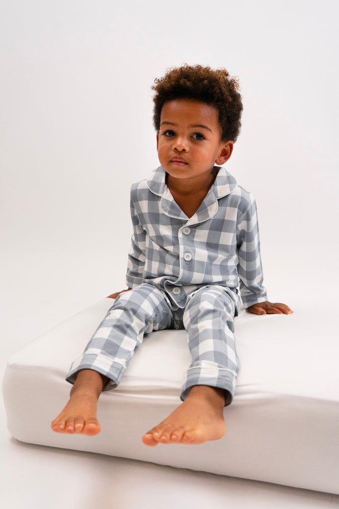 Denim Plaid Kids Classic L/S PJ Set - Little Kinfolk Boutique | Children's Clothing Regina, SK