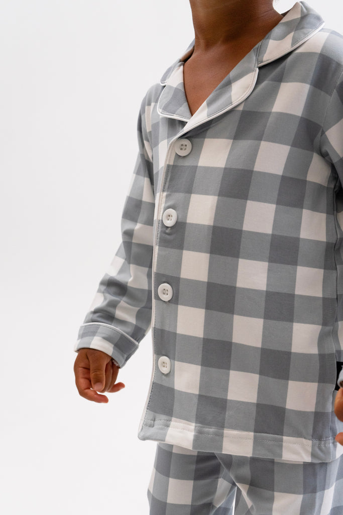 Denim Plaid Kids Classic L/S PJ Set - Little Kinfolk Boutique | Children's Clothing Regina, SK