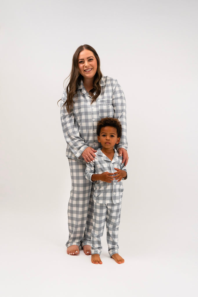 Denim Plaid Kids Classic L/S PJ Set - Little Kinfolk Boutique | Children's Clothing Regina, SK