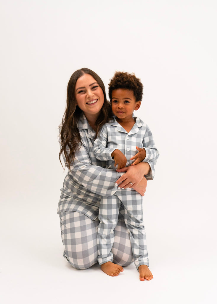 Denim Plaid Kids Classic L/S PJ Set - Little Kinfolk Boutique | Children's Clothing Regina, SK