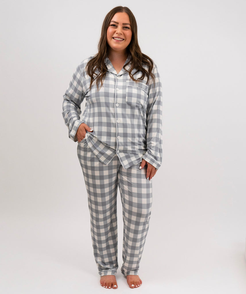 Denim Plaid Mom Classic L/S PJ Set - Little Kinfolk Boutique | Children's Clothing Regina, SK