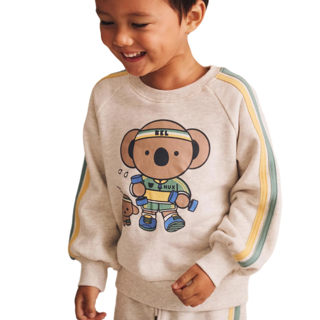 Sporty Kel Koala Hux Baby Sweatshirt - Little Kinfolk Boutique | Children's Clothing Regina, SK