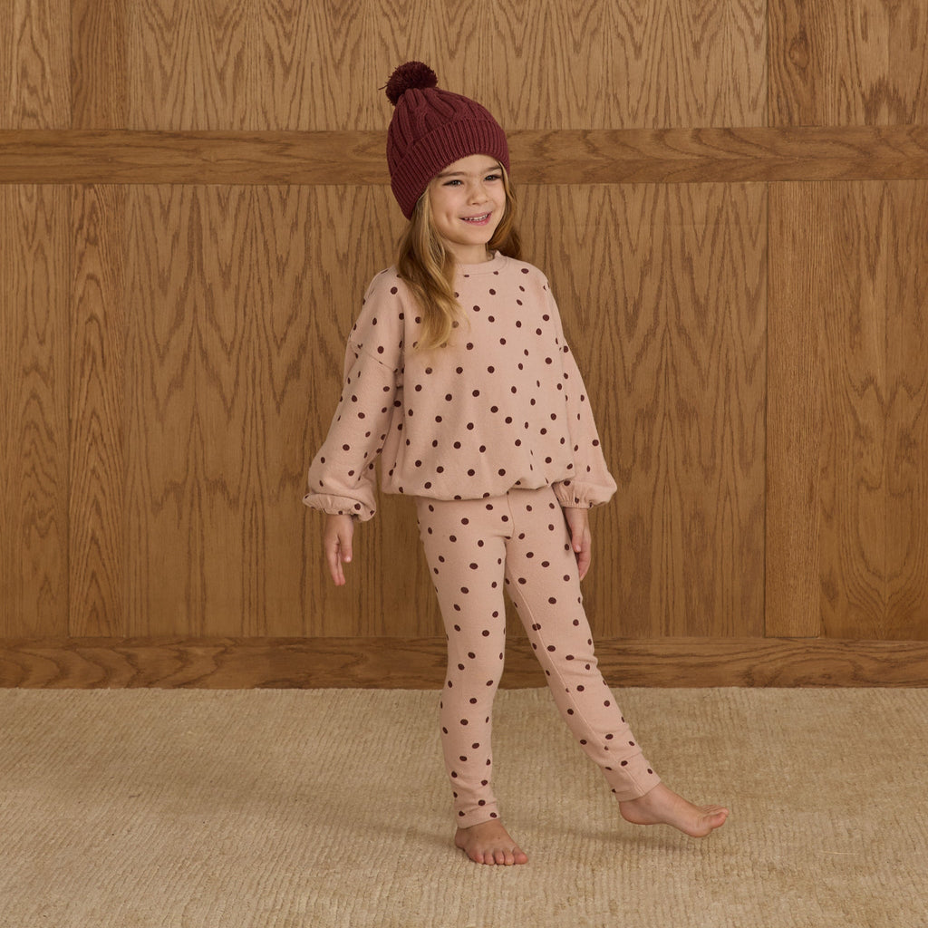 Spongey Polka-Dot Blush Knit Set - Little Kinfolk Boutique | Children's Clothing Regina, SK