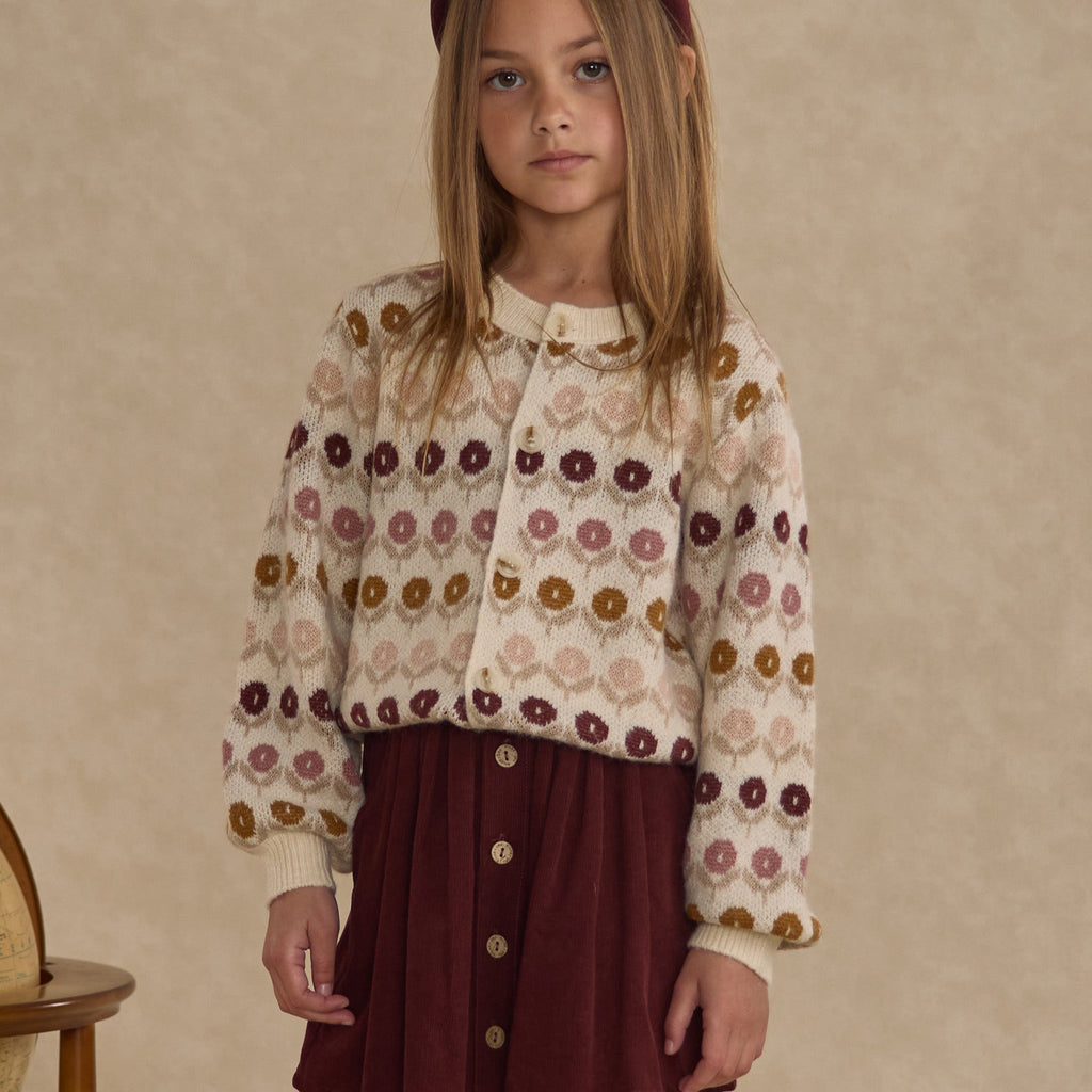Burgundy Corduroy Button Front Skirt - Little Kinfolk Boutique | Children's Clothing Regina, SK