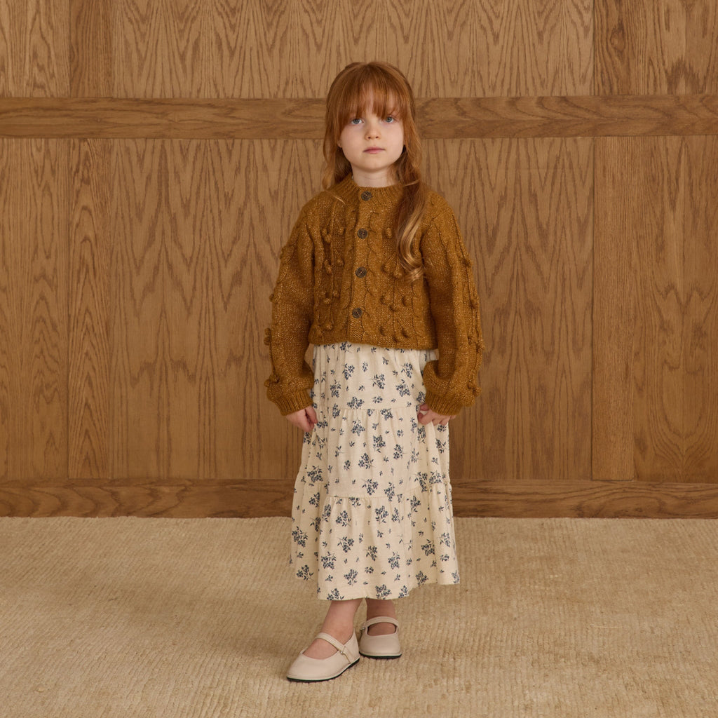 Blue Floral Ruffle Tiered Midi Skirt - Little Kinfolk Boutique | Children's Clothing Regina, SK