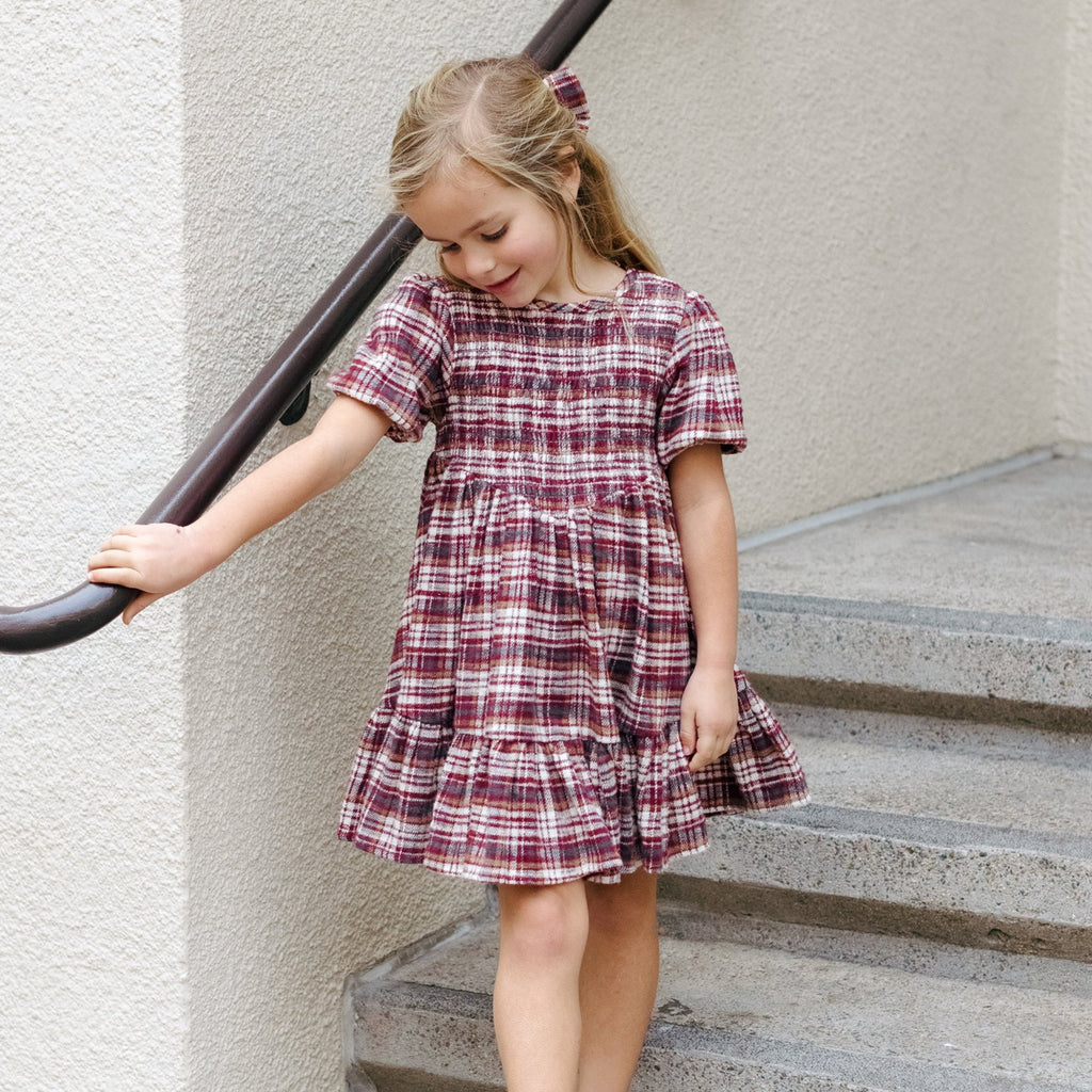 India Burgundy Plaid Dress - Little Kinfolk Boutique | Children's Clothing Regina, SK