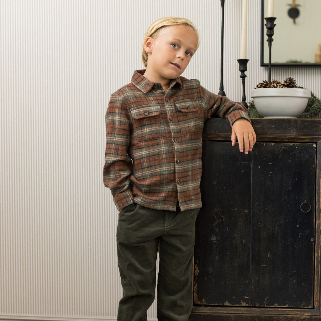 Holiday Plaid Pocketed Flannel Shirt - Little Kinfolk Boutique | Children's Clothing Regina, SK