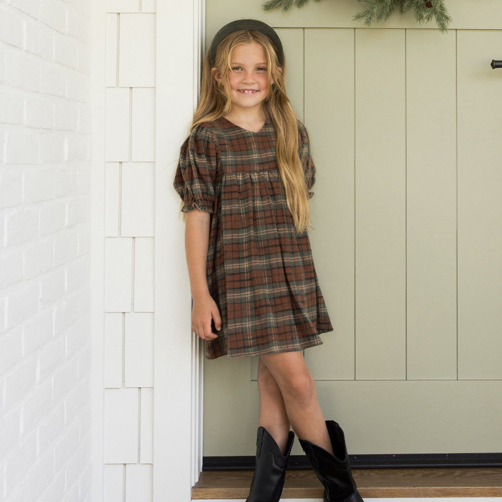 Holiday Plaid Jolene Dress - Little Kinfolk Boutique | Children's Clothing Regina, SK