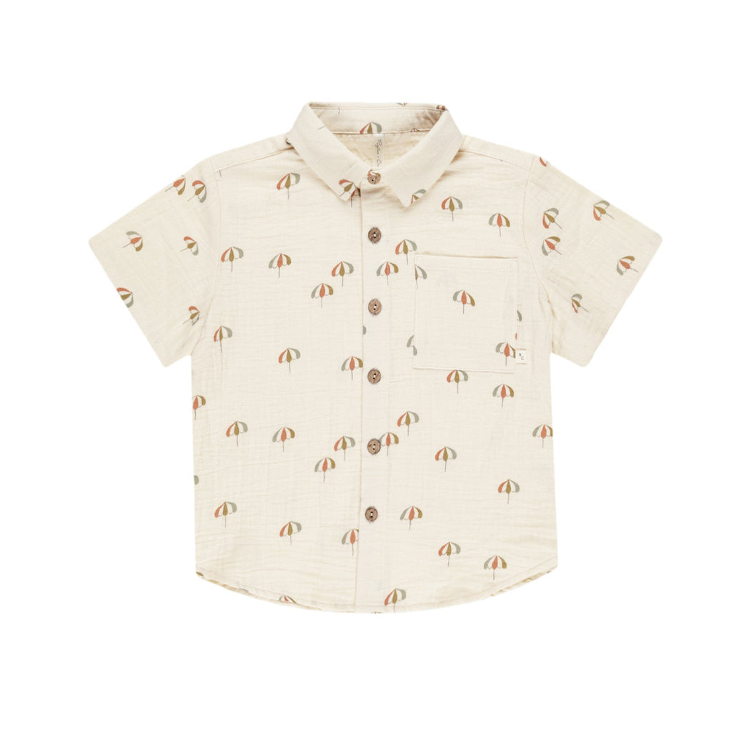 Umbrellas Collared Short Sleeve Shirt - Little Kinfolk Boutique | Children's Clothing Regina, SK