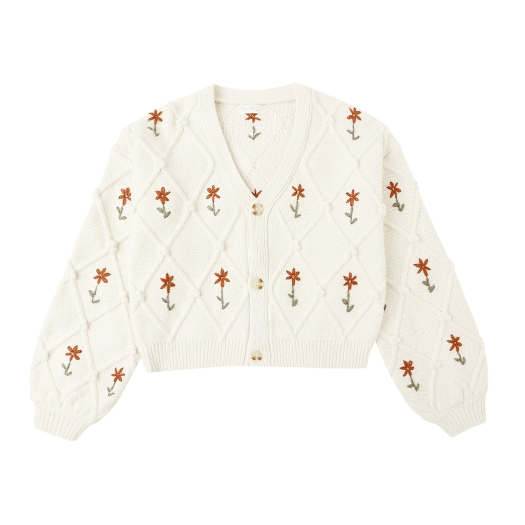 Winter Daisy Embroidered Cardigan - Little Kinfolk Boutique | Children's Clothing Regina, SK