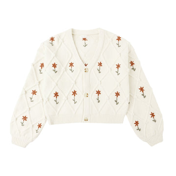 Winter Daisy Embroidered Cardigan - Little Kinfolk Boutique | Children's Clothing Regina, SK