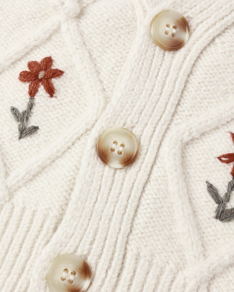 Winter Daisy Embroidered Cardigan - Little Kinfolk Boutique | Children's Clothing Regina, SK