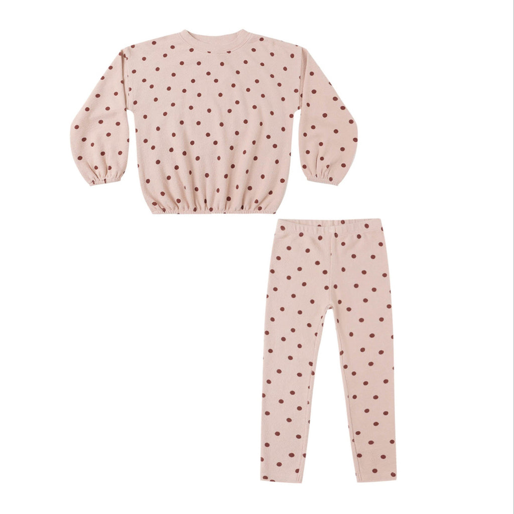 Spongey Polka-Dot Blush Knit Set - Little Kinfolk Boutique | Children's Clothing Regina, SK