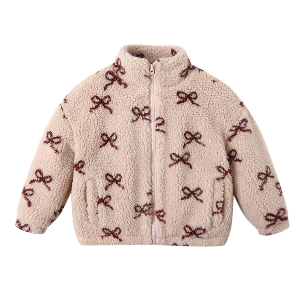 Coco Blush Fleece Jacket with Bows - Little Kinfolk Boutique | Children's Clothing Regina, SK