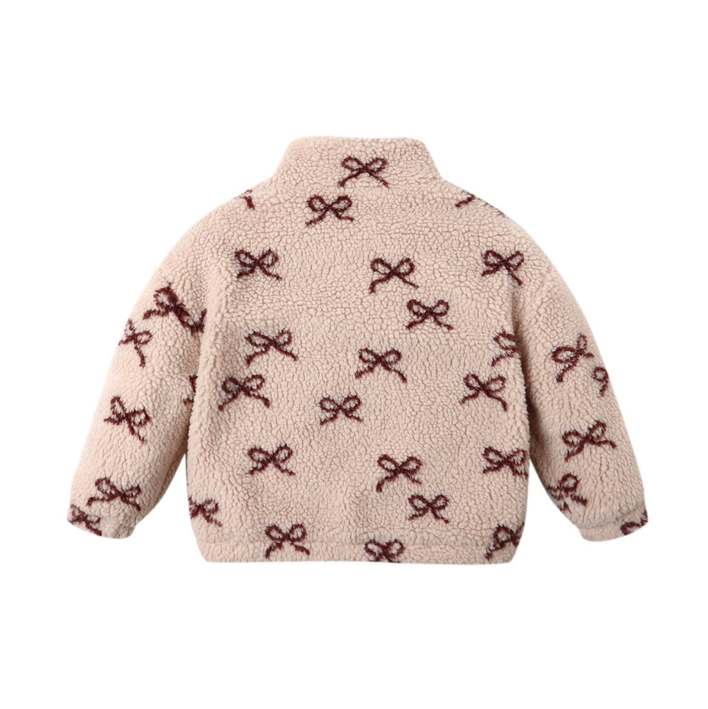 Coco Blush Fleece Jacket with Bows - Little Kinfolk Boutique | Children's Clothing Regina, SK