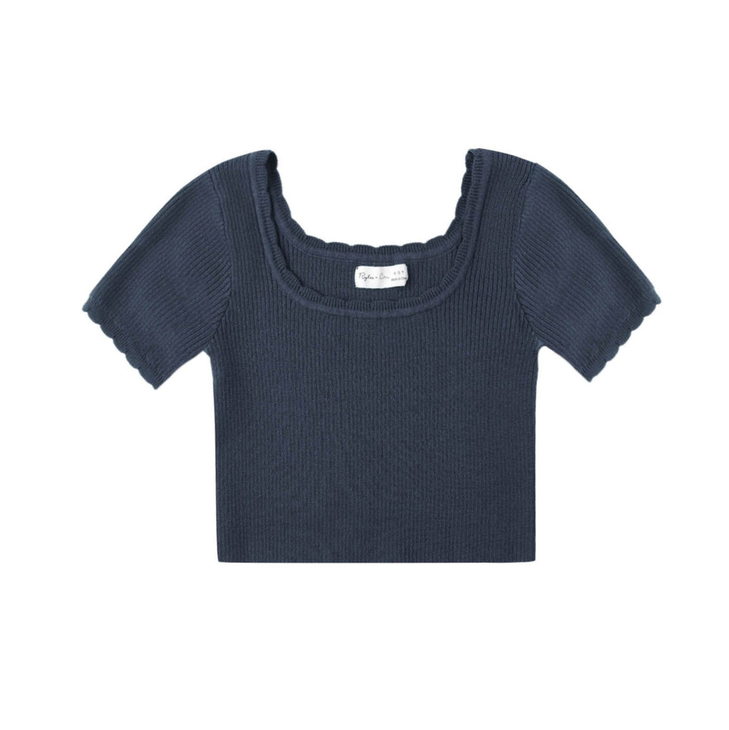 Navy Scalloped Tee - Little Kinfolk Boutique | Children's Clothing Regina, SK