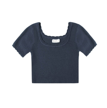 Navy Scalloped Tee - Little Kinfolk Boutique | Children's Clothing Regina, SK