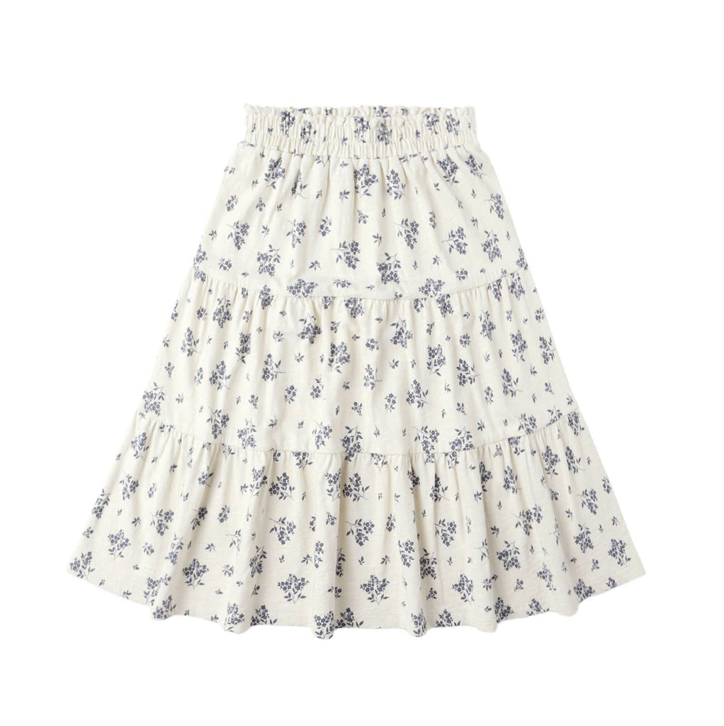 Blue Floral Ruffle Tiered Midi Skirt - Little Kinfolk Boutique | Children's Clothing Regina, SK