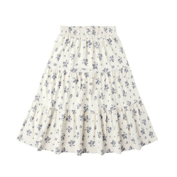 Blue Floral Ruffle Tiered Midi Skirt - Little Kinfolk Boutique | Children's Clothing Regina, SK
