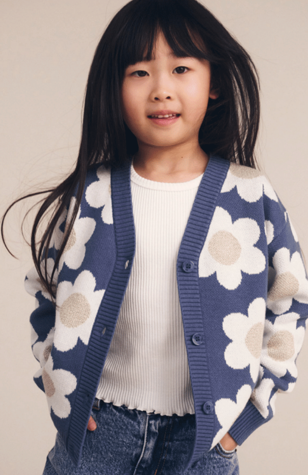 Midnight Daisy Boxy Cardi - Little Kinfolk Boutique | Children's Clothing Regina, SK