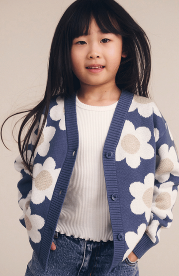 Midnight Daisy Boxy Cardi - Little Kinfolk Boutique | Children's Clothing Regina, SK