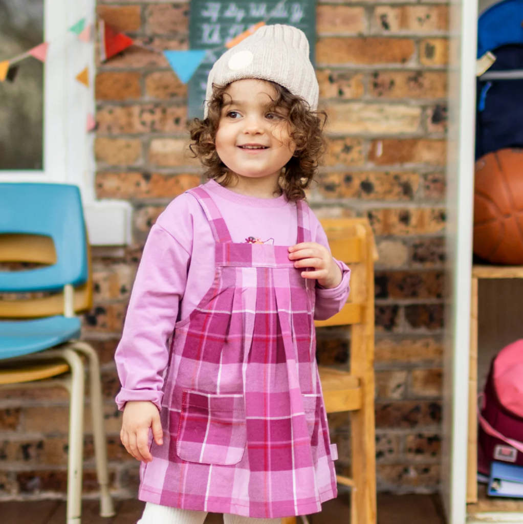 Sophia Purple Plaid Jumper - Little Kinfolk Boutique | Children's Clothing Regina, SK