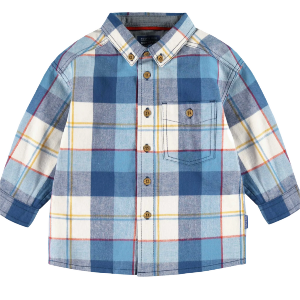 Jones Plaid Blue Shirt - Little Kinfolk Boutique | Children's Clothing Regina, SK