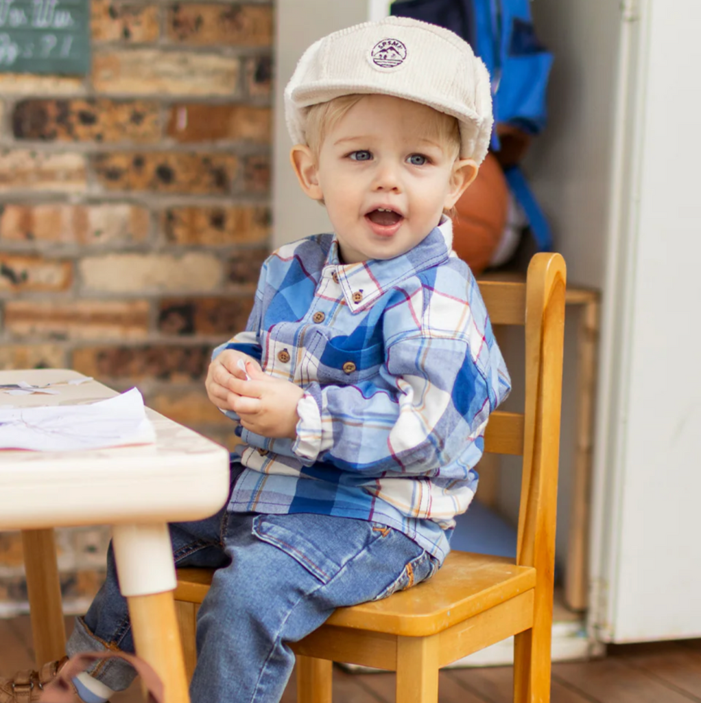 Jones Plaid Blue Shirt - Little Kinfolk Boutique | Children's Clothing Regina, SK