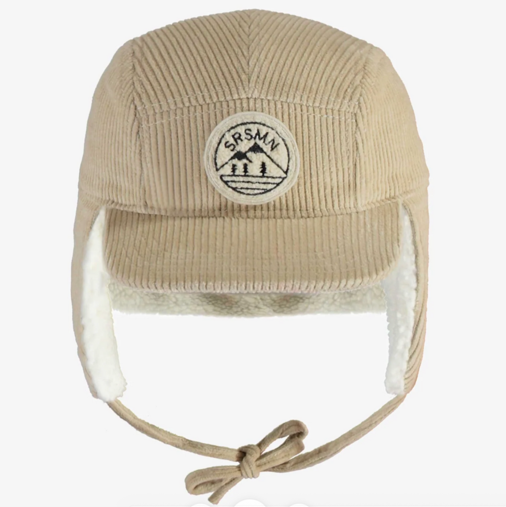 Billy Beige Corduroy Hat w Ties - Little Kinfolk Boutique | Children's Clothing Regina, SK