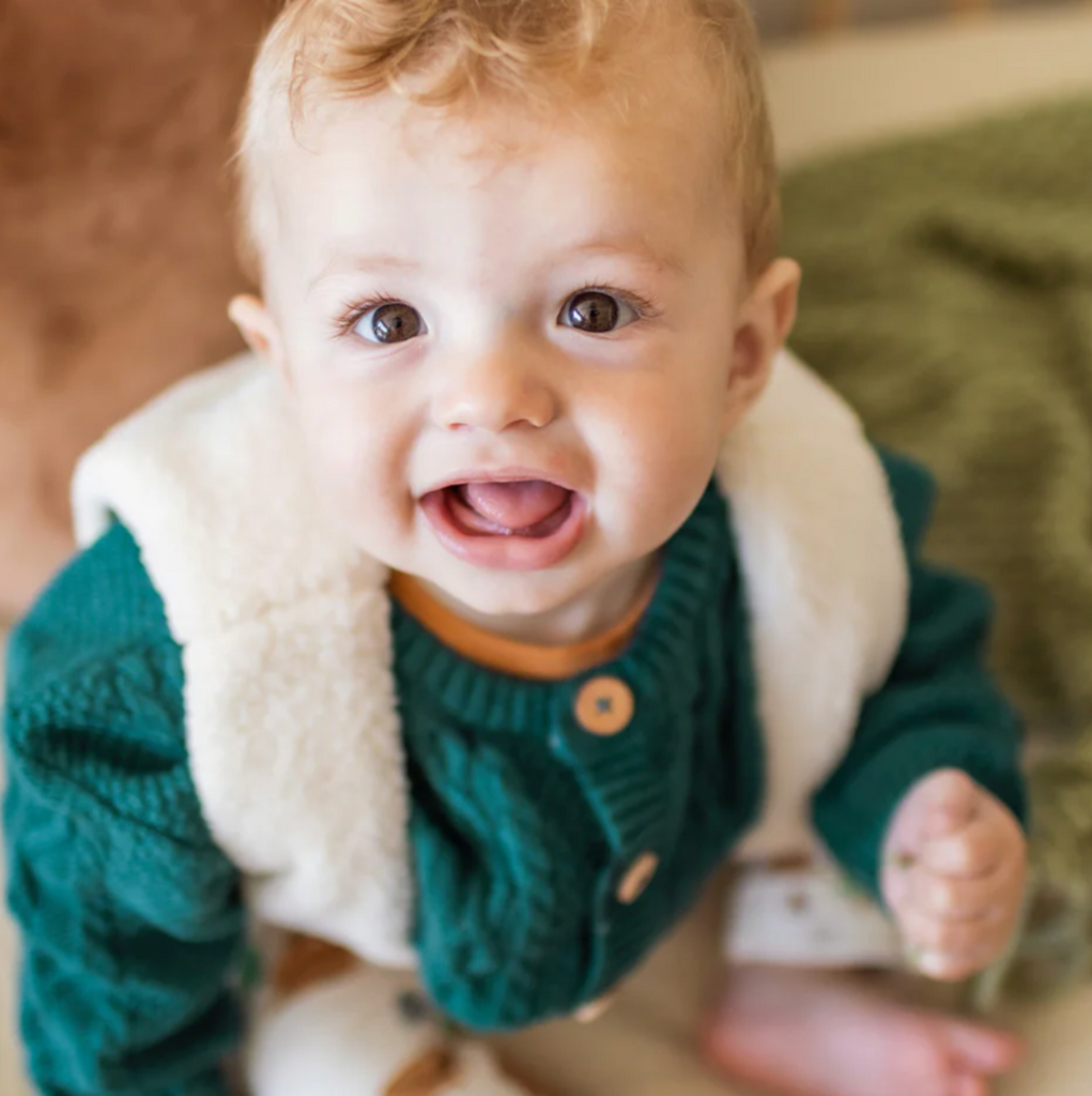 Teeny Teal Knit Cardigan - Little Kinfolk Boutique | Children's Clothing Regina, SK