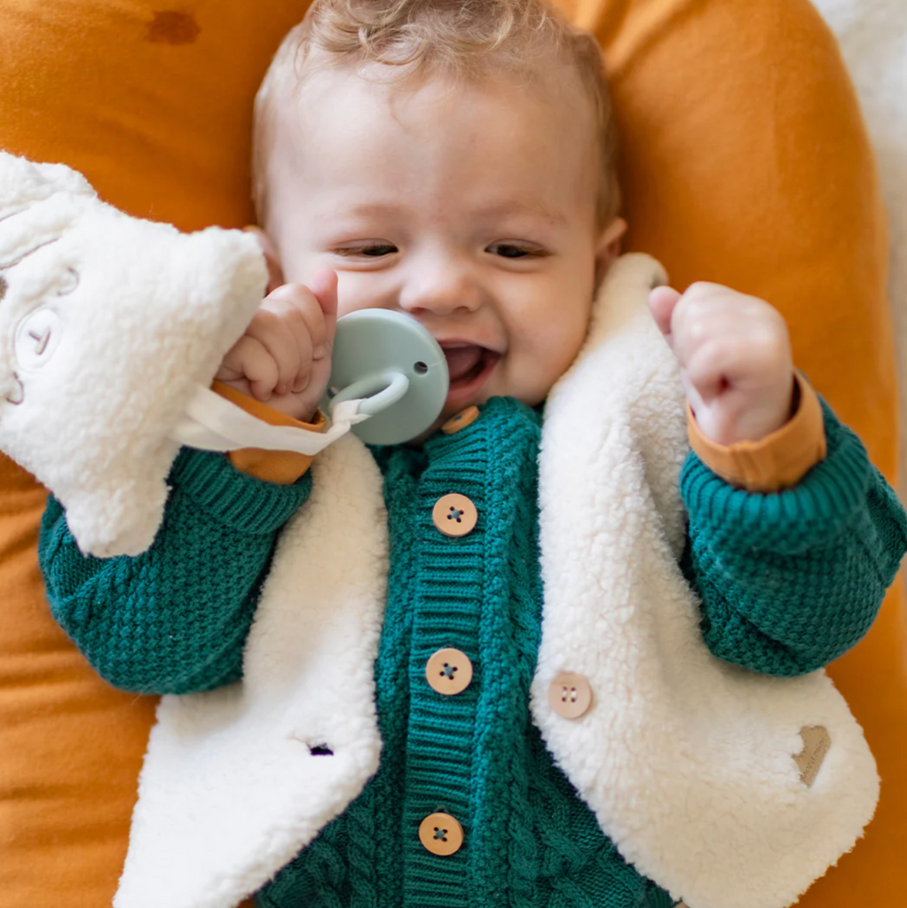 Teeny Teal Knit Cardigan - Little Kinfolk Boutique | Children's Clothing Regina, SK