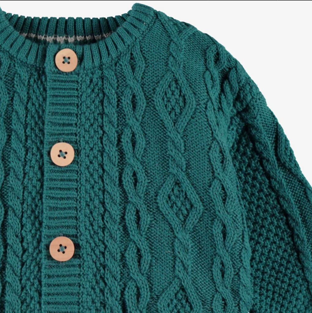 Teeny Teal Knit Cardigan - Little Kinfolk Boutique | Children's Clothing Regina, SK